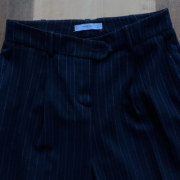 MANGO navy blue striped straight leg trousers - Picture 5 of 5